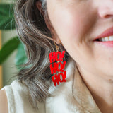 Ho, Ho, Ho Drop Earrings - Red