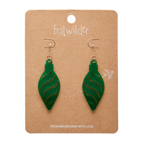 Long Bauble Drop Earrings - Green