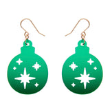 Round Bauble Drop Earrings - Green