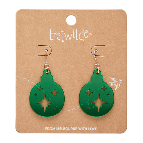 Round Bauble Drop Earrings - Green