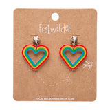 Heart Rainbow Stud Drop Earrings