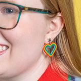 Heart Rainbow Stud Drop Earrings