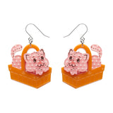Cozy Custard Cat Drop Earrings