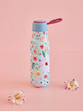 Stainless Steel Thermo bottle - Blue - Selma Flower Print