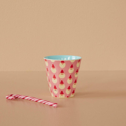 Medium Melamine Cup - Soft Pink - Santa Baby Print