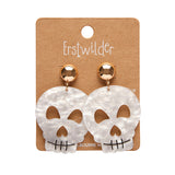 Skull Ripple Statement Earrings - White