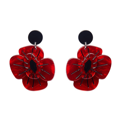 Remembrance Poppy Drop Earrings