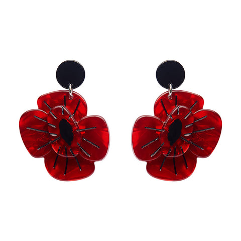 Remembrance Poppy Drop Earrings