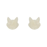 *Cat Head Ripple Resin Stud Earrings - White