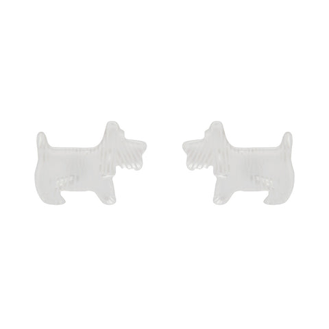 Terrier Textured Resin Stud Earrings - White