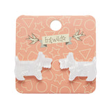 Terrier Textured Resin Stud Earrings - White