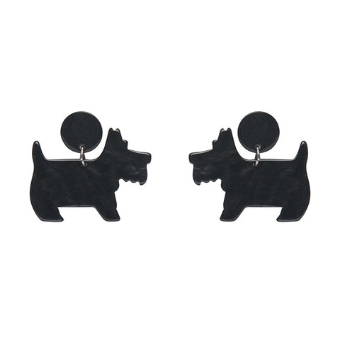 Terrier Ripple Resin Drop Earrings - Black