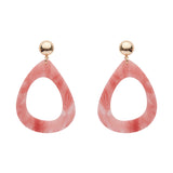 Statement Marble Resin Tear Drop Earrings - Coral