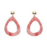 Statement Marble Resin Tear Drop Earrings - Coral