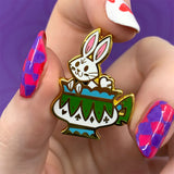 Follow the White Rabbit Enamel Pin