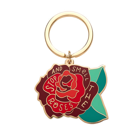 Stop and Smell the Roses Enamel Key Charm