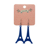 Eiffel Tower Solid Resin Drop Earrings - Navy Blue