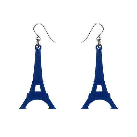 Eiffel Tower Solid Resin Drop Earrings - Navy Blue