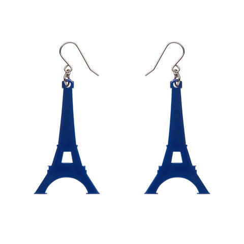 Eiffel Tower Solid Resin Drop Earrings - Navy Blue