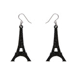 Eiffel Tower Solid Resin Drop Earrings - Black