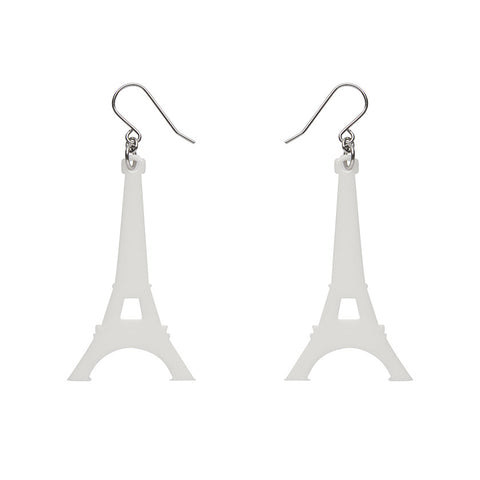 Eiffel Tower Solid Resin Drop Earrings - White