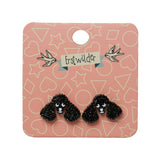 Poodle Glitter Stud Earrings - Black