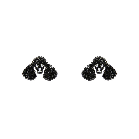 Poodle Glitter Stud Earrings - Black