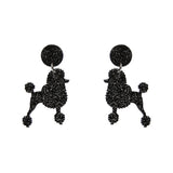 Poodle Glitter Post Drop Earrings - Black