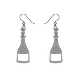 Champagne Glitter Drop Earrings - Silver