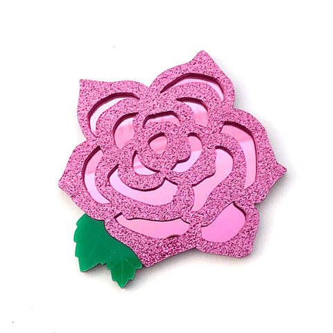 Dark Pink Rose Brooch