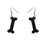 *Bones Glitter Resin Drop Earrings - Black