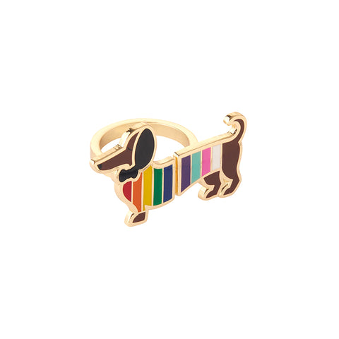 Spiffy The Supportive Dog Enamel Ring